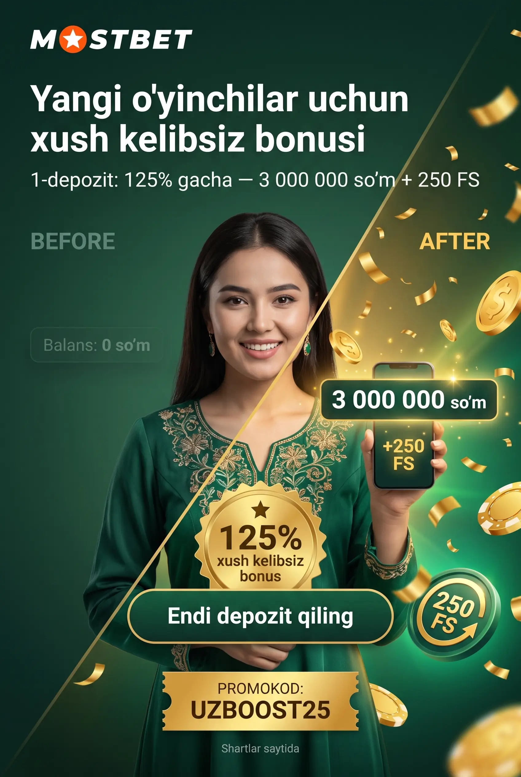 Приветственный бонус и акции Mostbet
